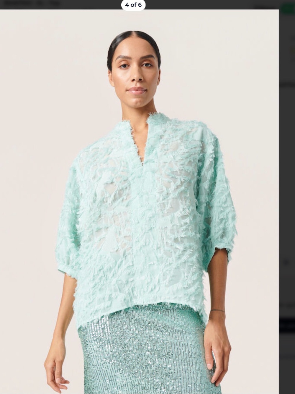 Soaked in Luxury Mint Fringe Textured blouse